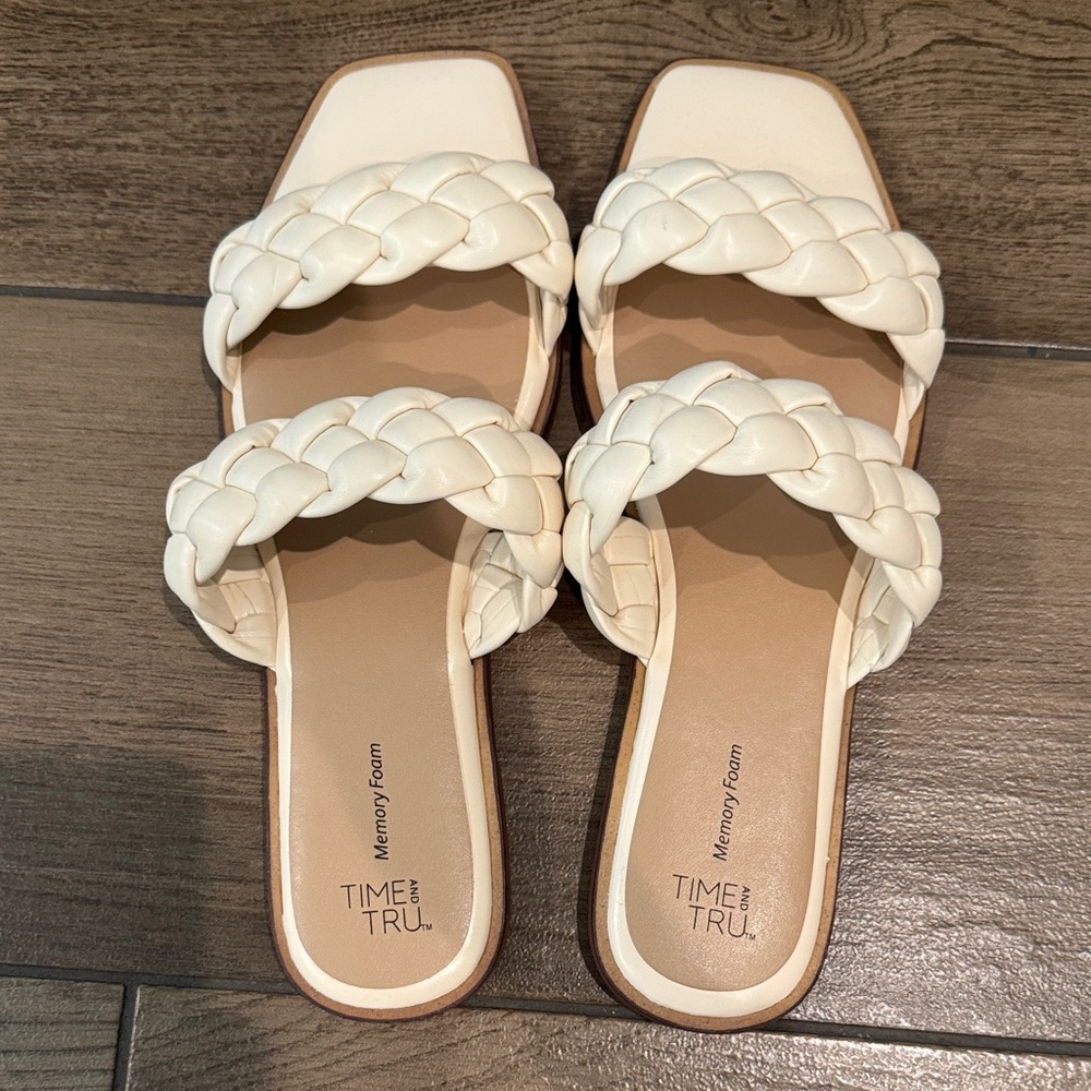 Time and Tru Cream Braided Sandals